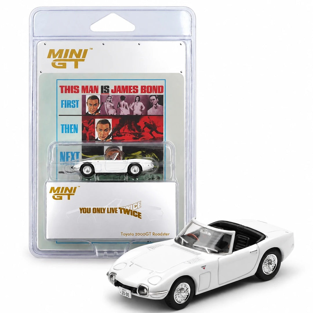 Mini GT Toyota 2000GT Roadster James Bond 007 You Only Live Twice 1:64 diecast model blister card packaging