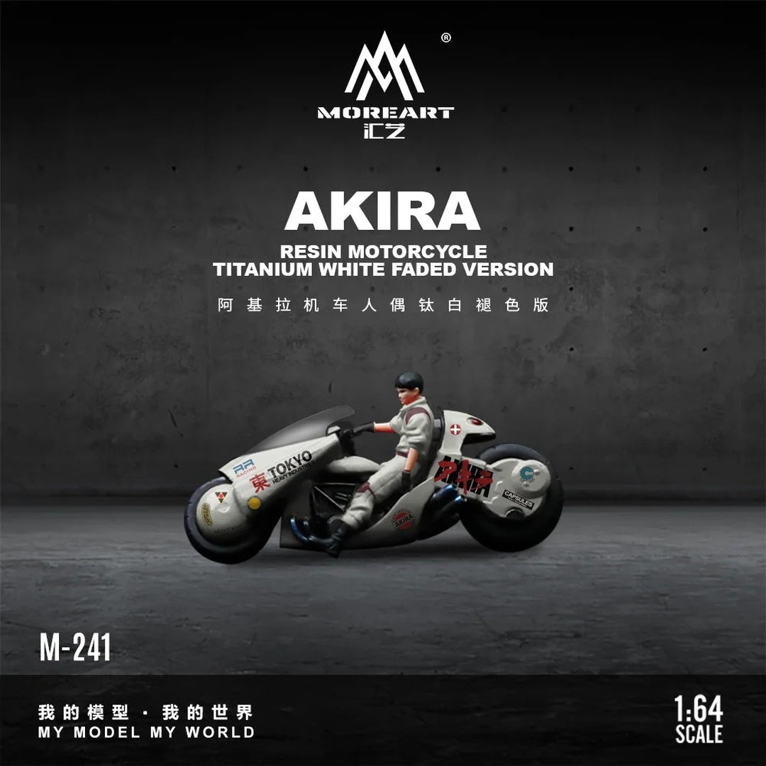 MoreArt M-241 Akira Resin Motorcycle Titanium White Faded Version 1:64 Diecast Model
