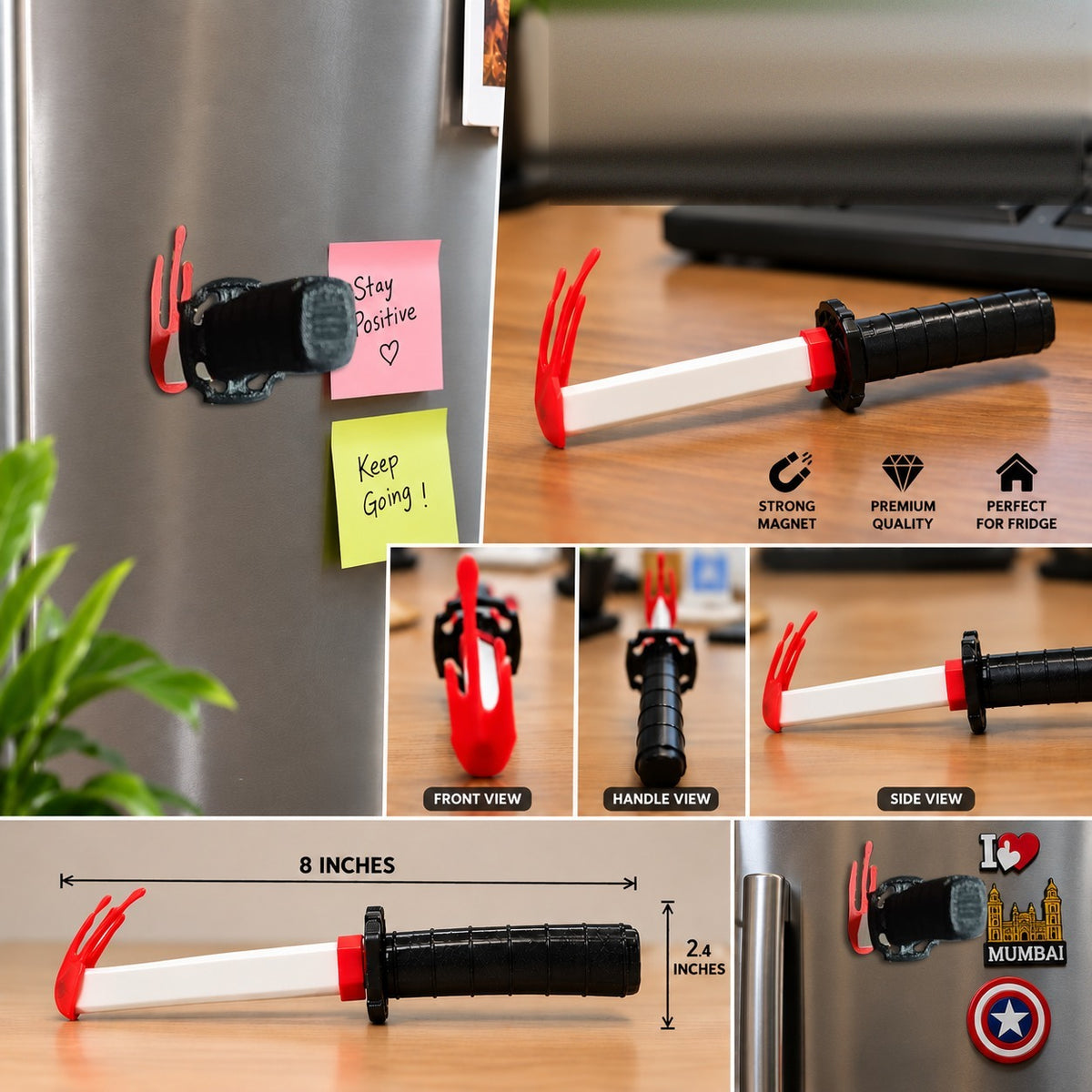 Ninja Blade Fridge Magnet with multiple views and on-fridge lifestyle shots