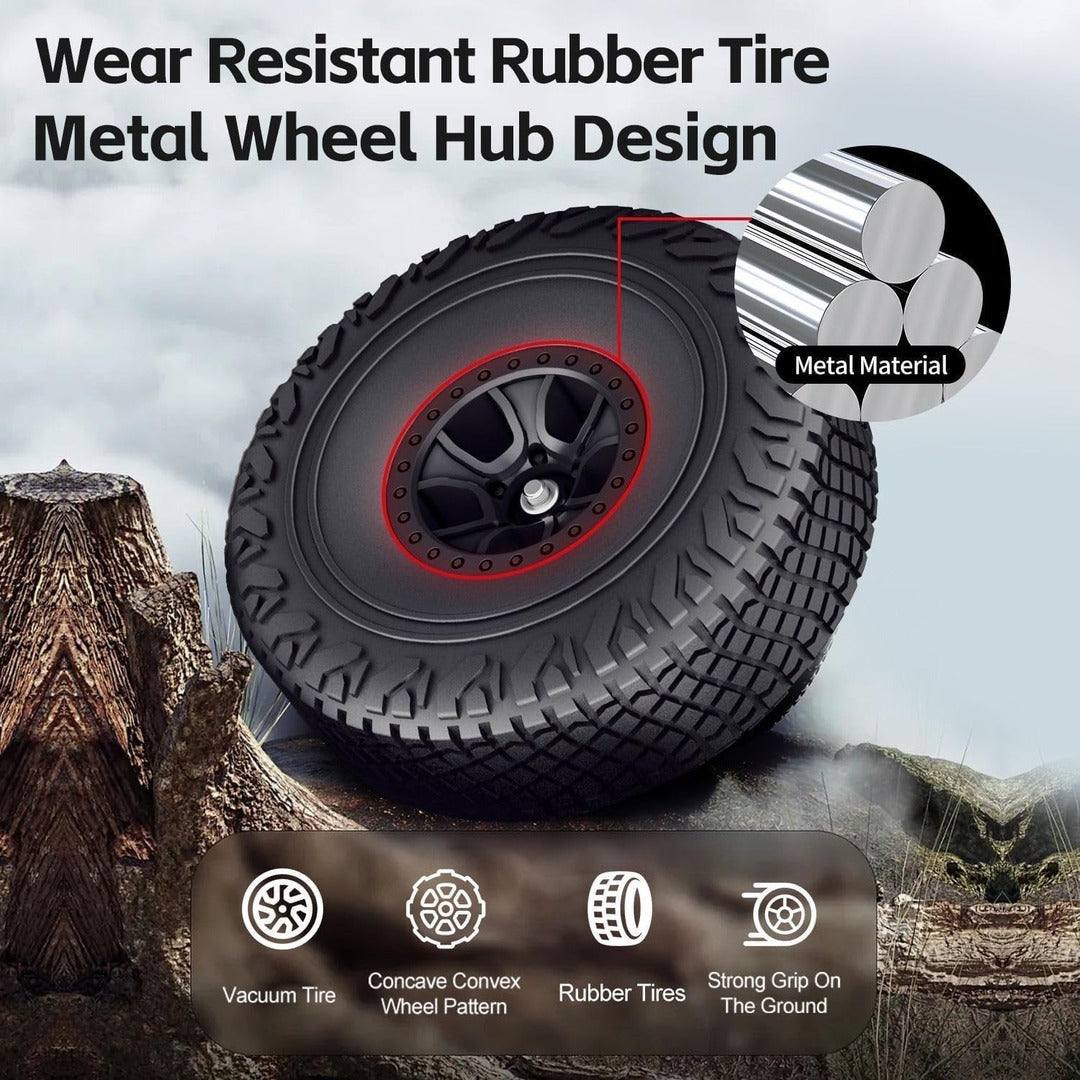 RC Jeep Wrangler Rock Crawler wear resistant rubber tire metal wheel hub design