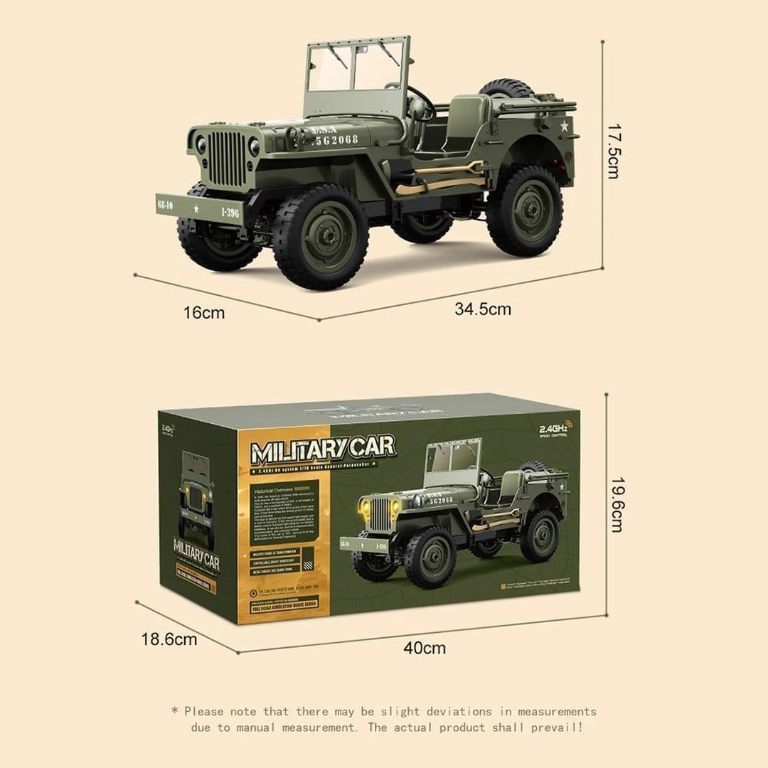 RC Military Jeep dimensions and packaging box