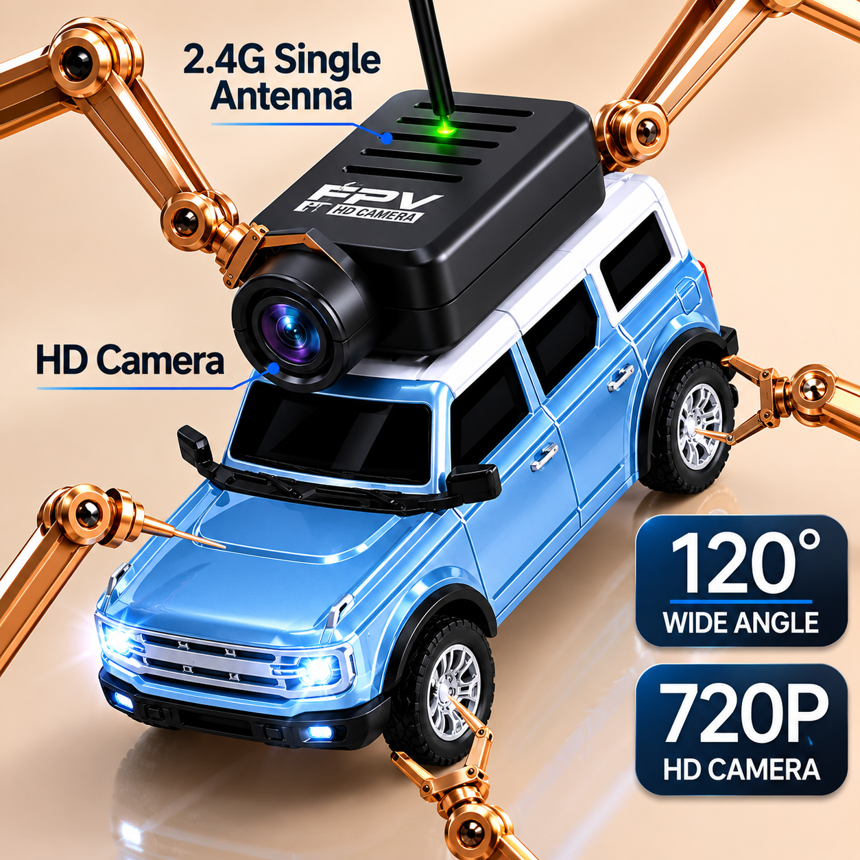 WL Mini FPV Remote Control Car with HD Camera, 2.4G RC SUV Drift Car with LED Headlights, 3-Speed Modes & Real-Time Driving Experience for Kids & Adults