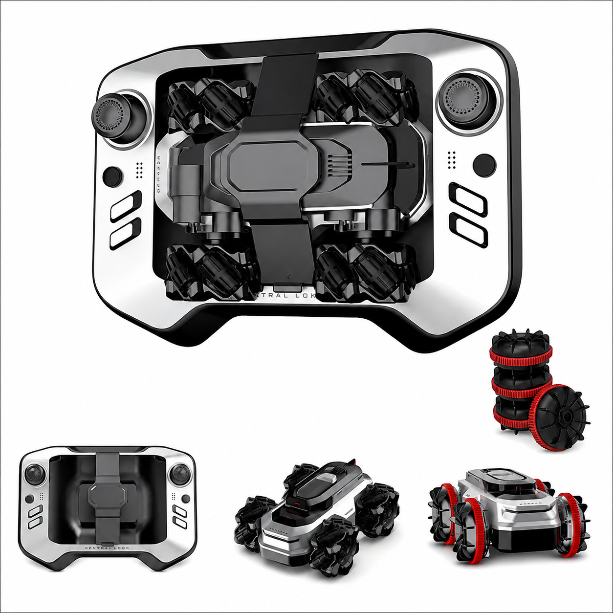 Mini Amphibious RC Stunt Car with 2 Interchangeable Tires & 2.4G Remote Control Toy Car