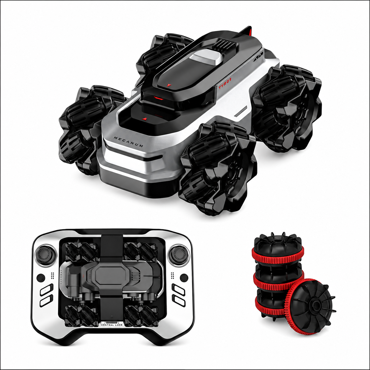 Mini Amphibious RC Stunt Car with 2 Interchangeable Tires & 2.4G Remote Control Toy Car