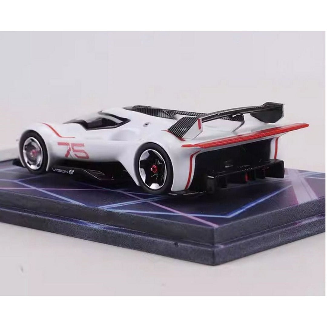 LMF Ferrari Vision Gran Turismo White rear three-quarter view showing wing and diffuser