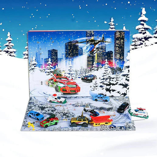 Majorette Advent Calendar 24 Surprises , 8 Metal Vehicles, 16 Accessories Premium Diecast Car Model