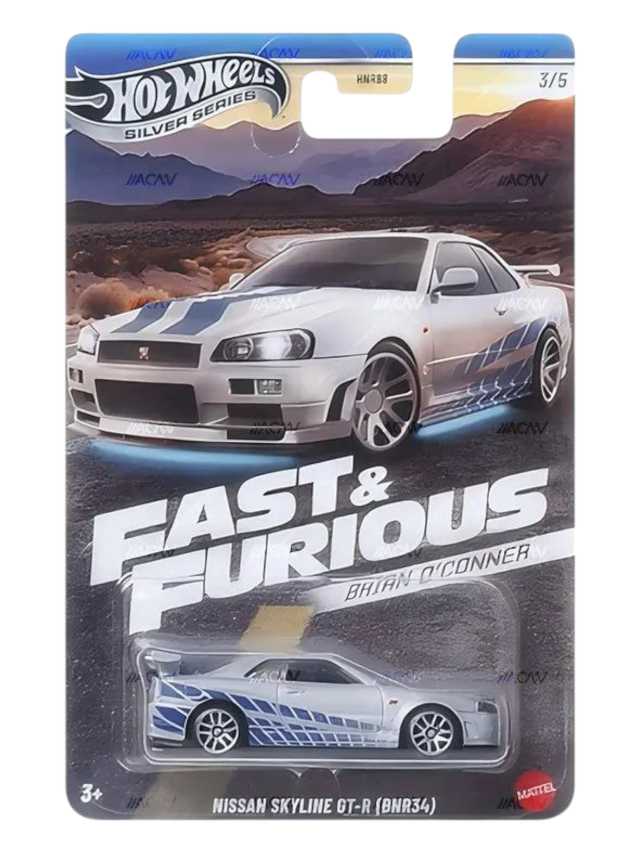 Hot Wheels 2025 Silver Series Fast and Furious Brian o'conner Cars 1:64 Scale - Set Of 5
