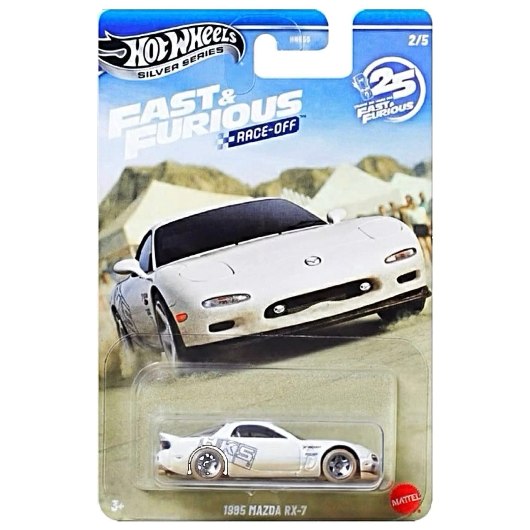 Hot Wheels Fast & Furious Race-Off Set of 5 Die-Cast Cars | Silver Series Collector Pack | Toyota Celica, Mazda RX-7, Honda S2000, Civic EG & Volkswagen Jetta MK3