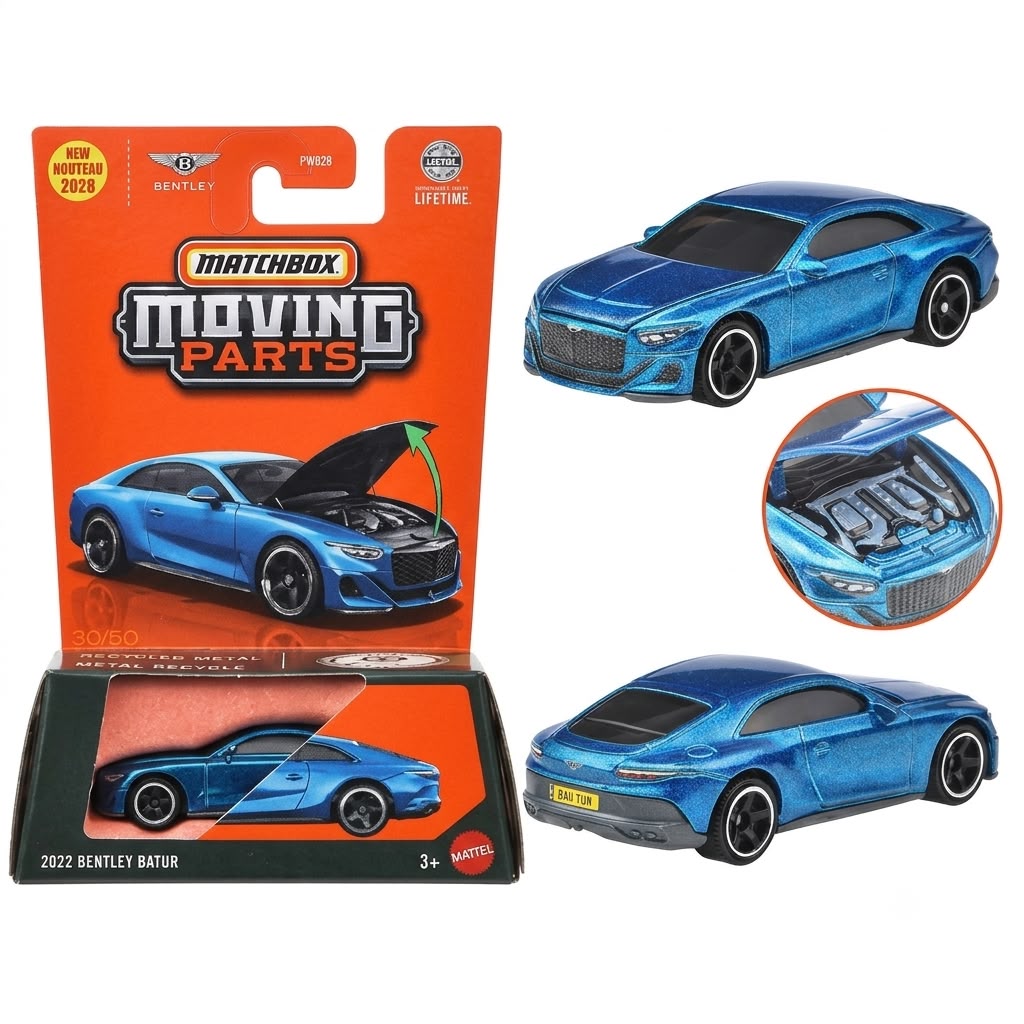 Matchbox Imported Moving Parts 2022 Bentley Batur Coupe Blue 1:64 Diecast Car – #30/50