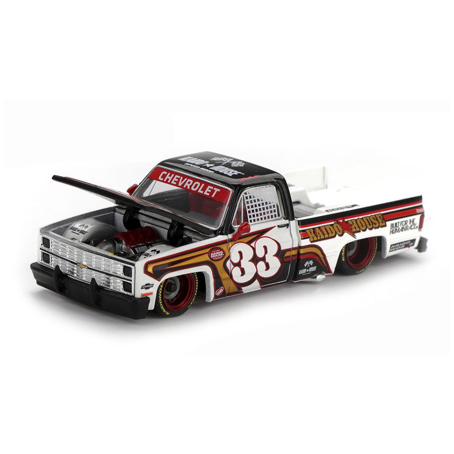 Kaido House Mini GT Chevrolet Silverado Kaido Intimidator V1 #33 Diecast Pickup Truck 1:64 Scale Collectible Model Car