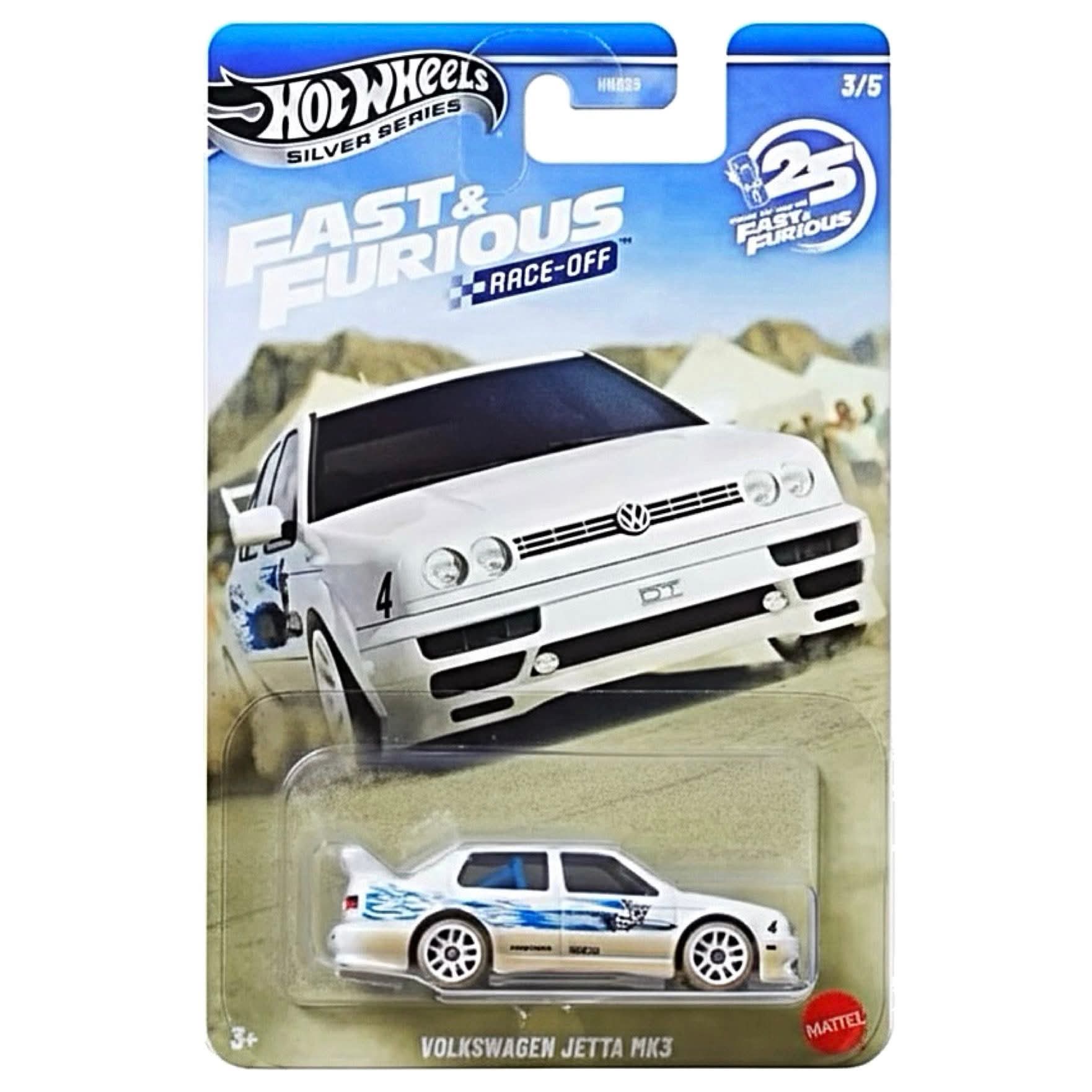 Hot Wheels Fast & Furious Race-Off Set of 5 Die-Cast Cars | Silver Series Collector Pack | Toyota Celica, Mazda RX-7, Honda S2000, Civic EG & Volkswagen Jetta MK3