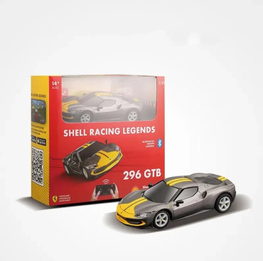 Bburago Ferrari Shell Racing Legends 296 GTB 1:41 Scale Bluetooth Remote Control Car – Smartphone Controlled