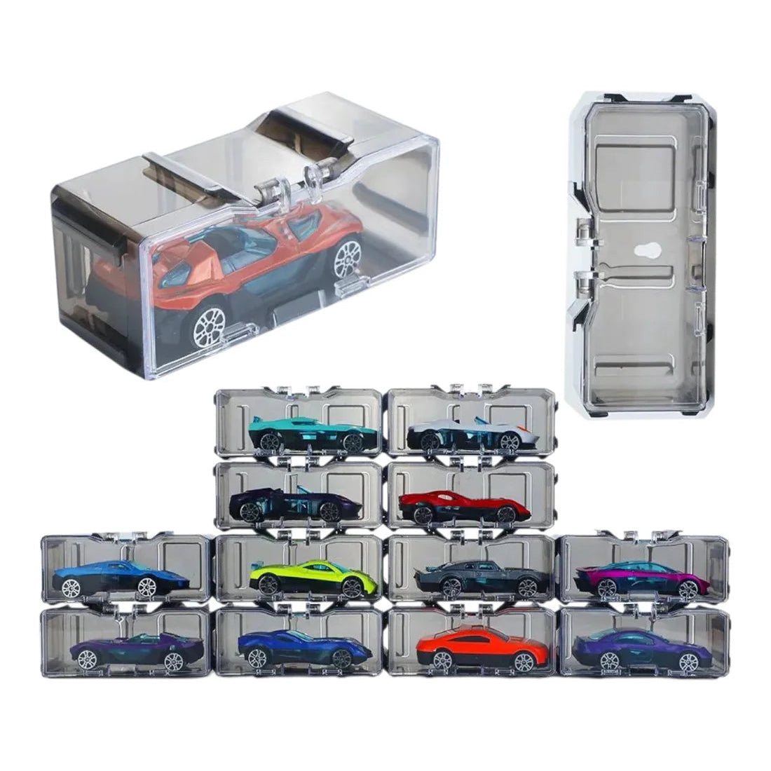 6 Layer Interlocking Acrylic Storage Case Diecast Organizers Set of 6 - Cars Not Included