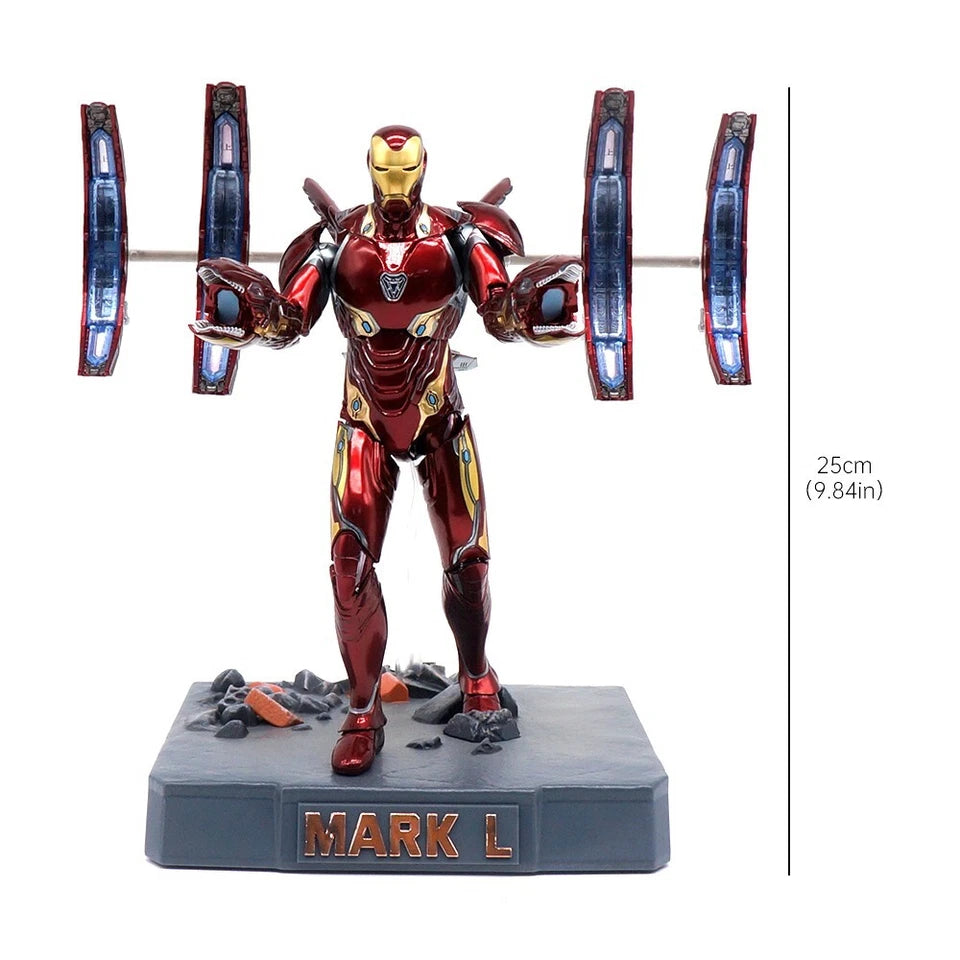 Marvel Studios Avengers infinity War : 10th Anniversary Series The infinity Saga iron Man Mark L MK50 Hand Floating Gun With Platform Figure Set by ZD Toys (Size-9.8 Inch)