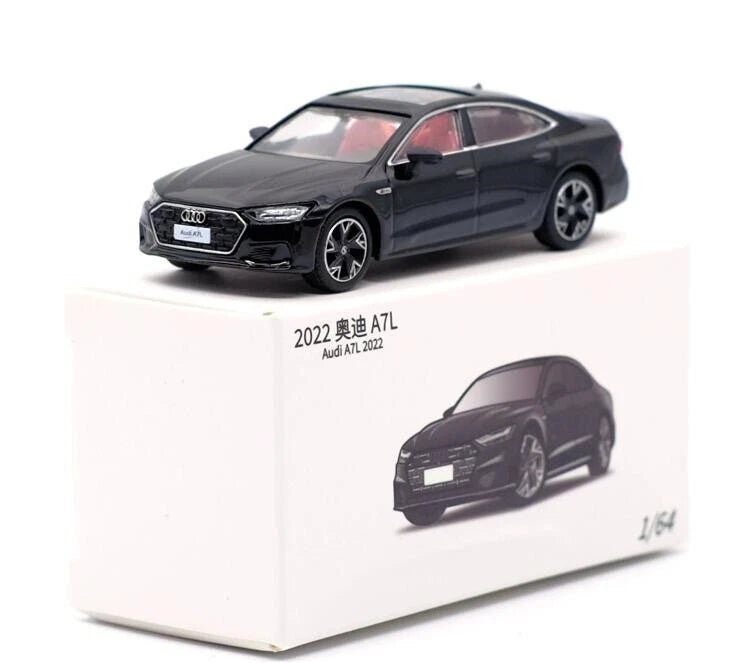 JKM Scale 1:64 2022 Audi A7L Diecast Metal Model Car Collection - Black