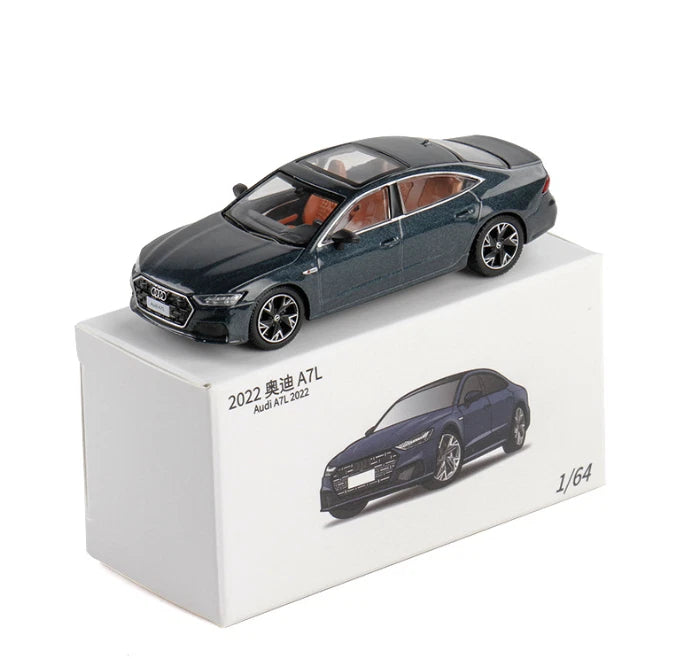 JKM Scale 1:64 2022 Audi A7L Diecast Metal Model Car Collection - Blue