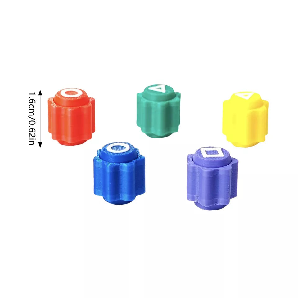 Traditional Korean Gonggi Game Set of 5 Coloured PVC Playing Pieces with Storage Box