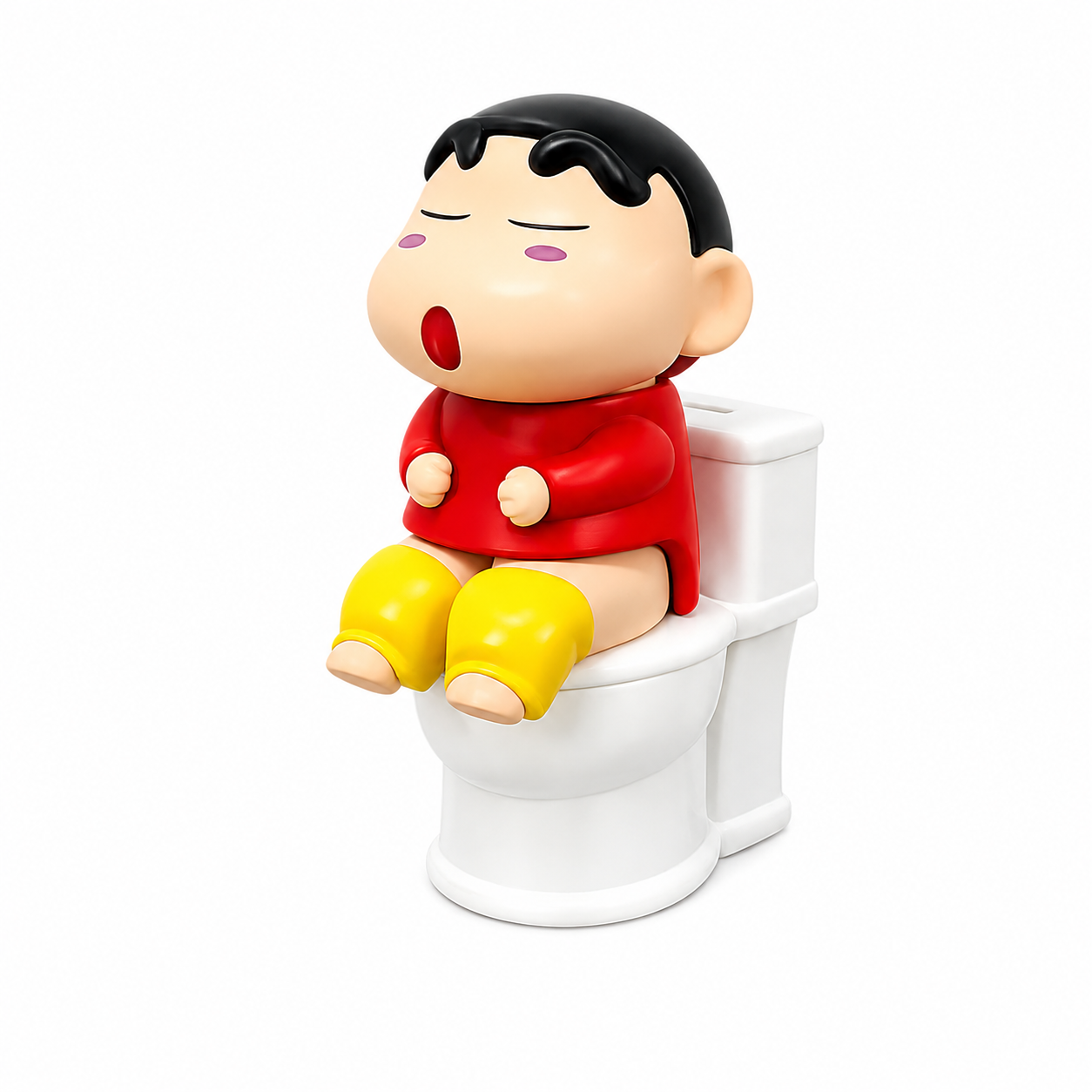 Shinchan Toilet Sitting Figure Toy – Cute Anime PVC Collectible Desk Decor with Random Color Variant