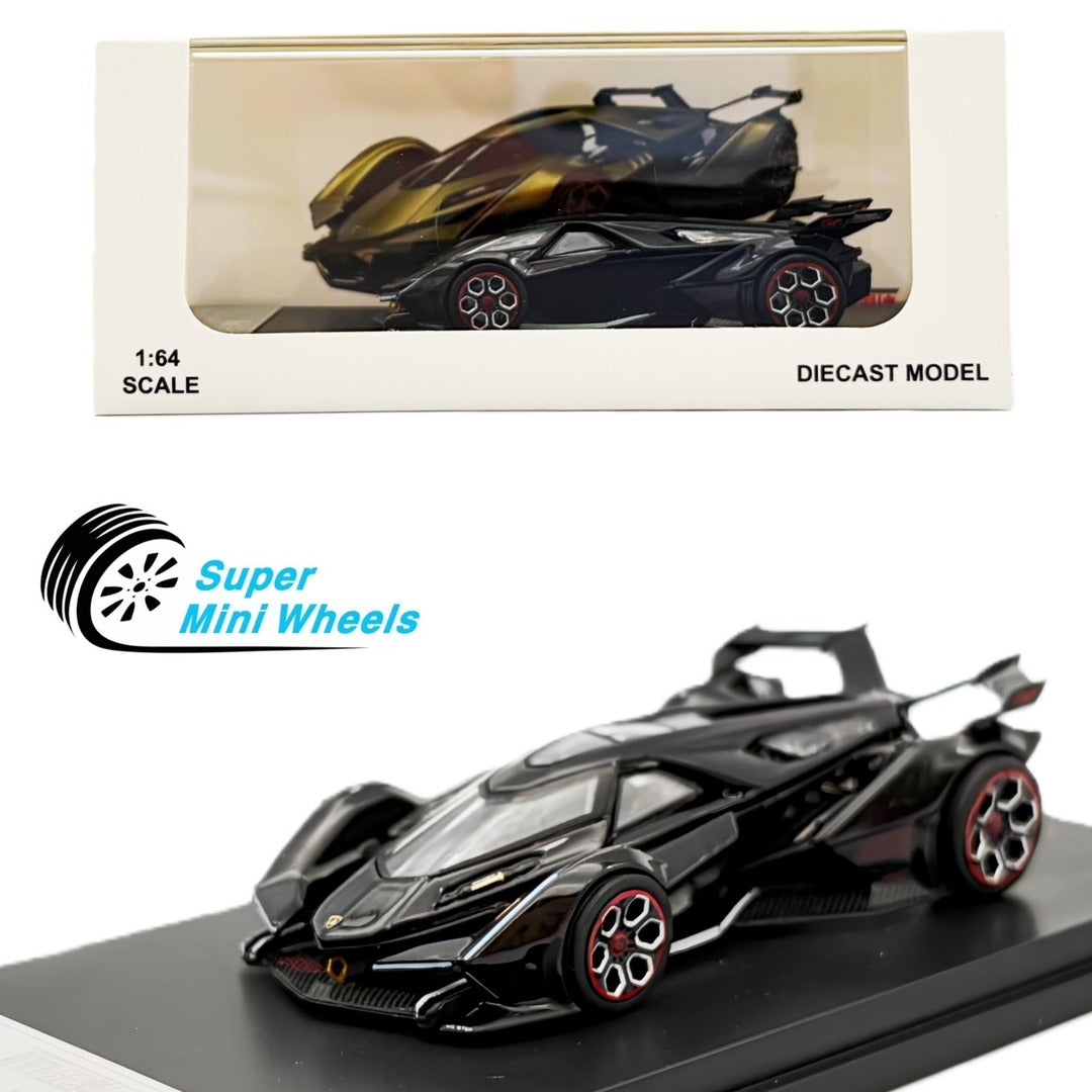 LMF Lamborghini V12 Vision GT Black 1:64 Diecast Model Car with box