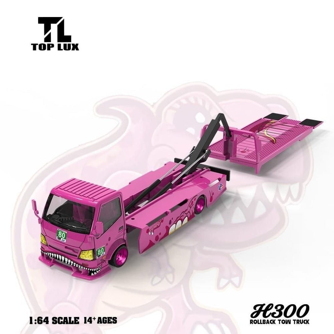 TOP LUX H300 Rollback Tow Truck Pink 1:64 Scale Diecast Model Car
