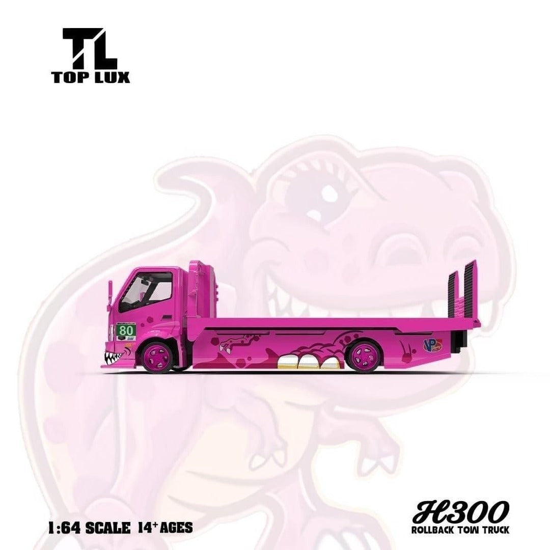 TOP LUX H300 Rollback Tow Truck Pink 1:64 Scale Diecast Model Car