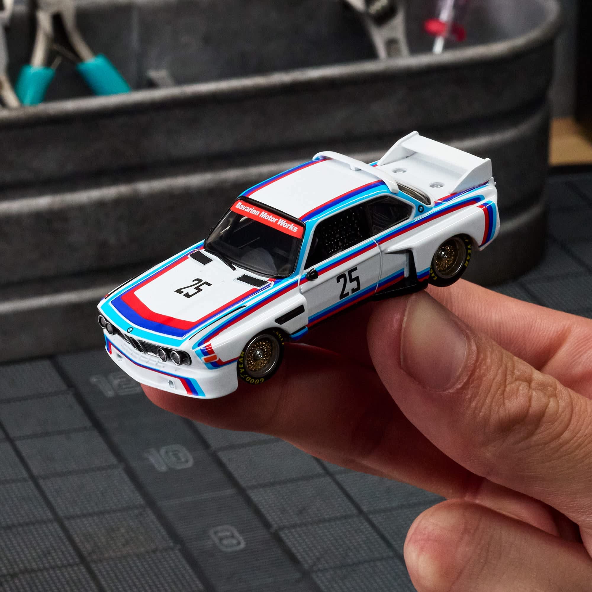 Hot Wheels Scale 1:64 Imported Elite 64 1975 BMW 3.0 CSL Race Vehicle Exclusive Collection
