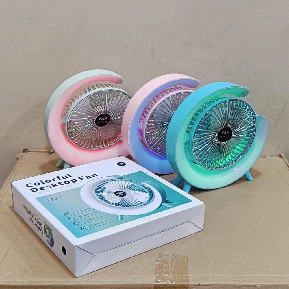 Portable Rechargeable Colourful Desktop Fan (Select From Drop Down)
