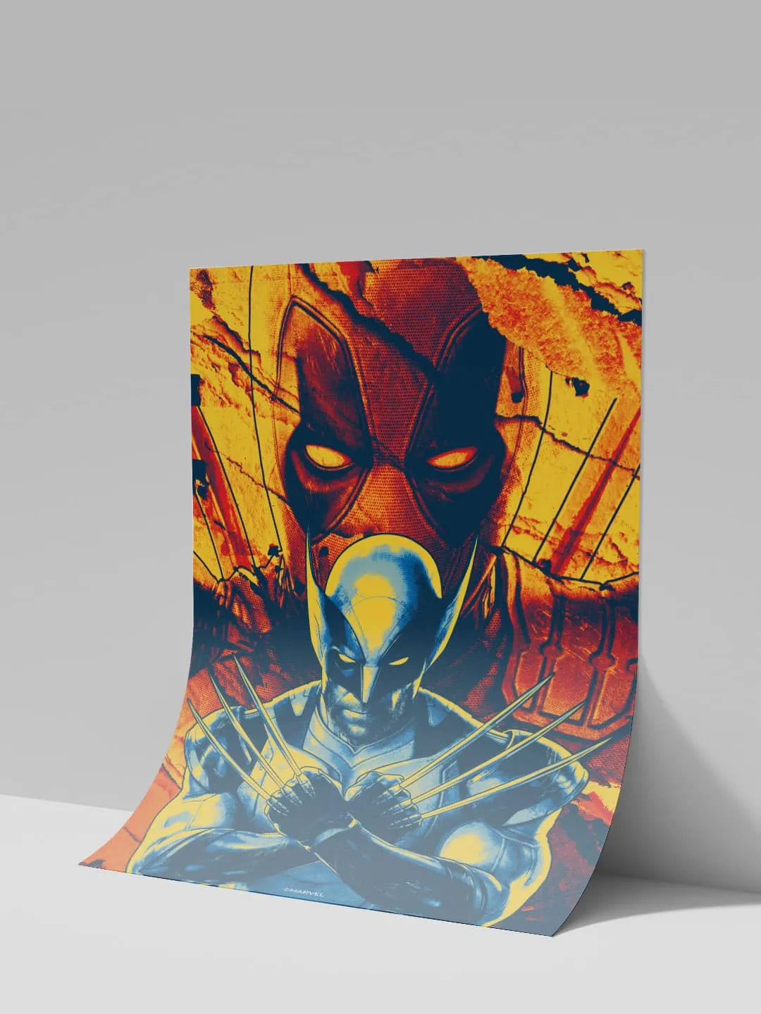 Deadpool Wolverine Flame A3 Cardpaper Wall Poster