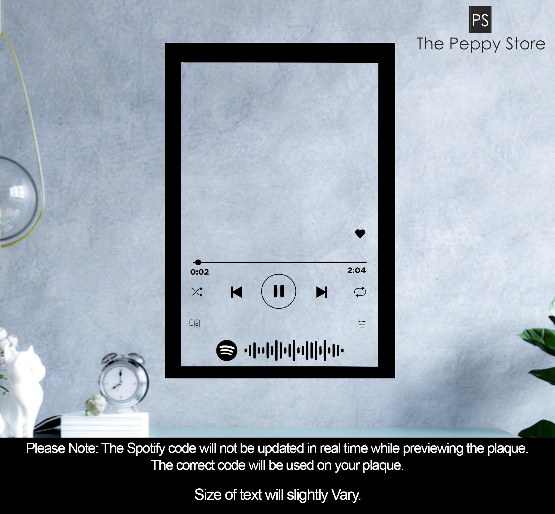 Personalised Spotify Acrylic Music Plaque With Frame Cash On Deliver