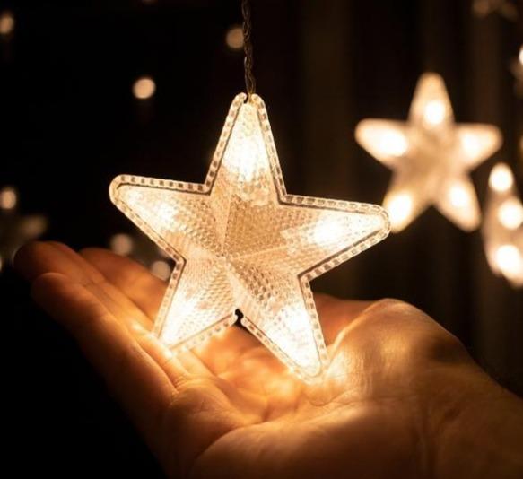 Star Curtain String Lights | 20 Stars | Warm White LED - ThePeppyStore
