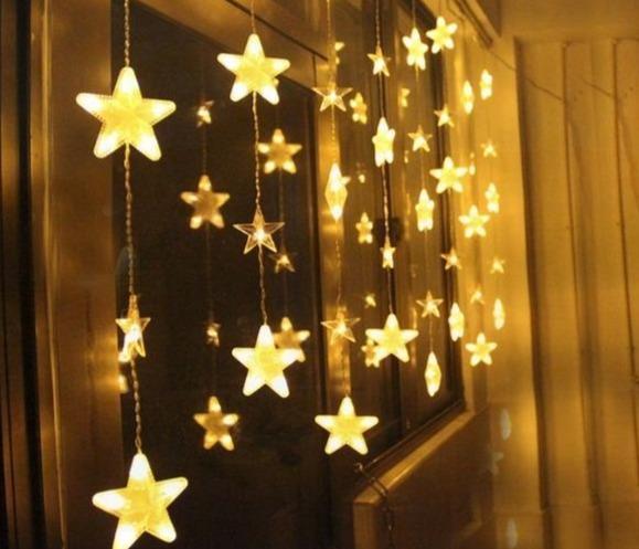 Star Curtain String Lights | 20 Stars | Warm White LED - ThePeppyStore