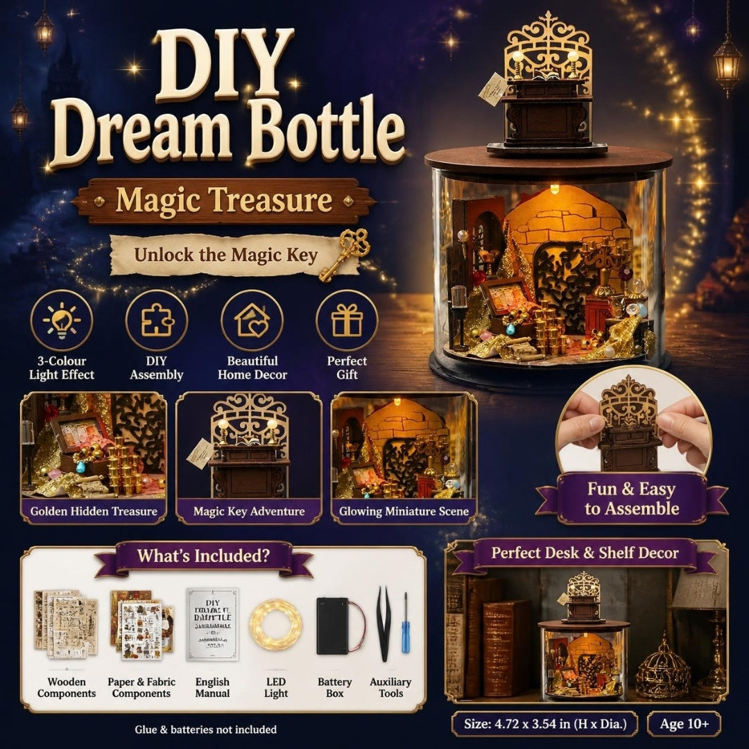 DIY Dream Bottle Magic Treasure miniature house kit - what's included and features