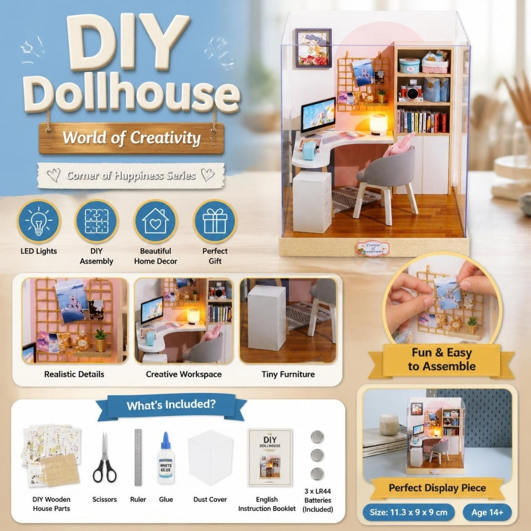 DIY Dollhouse World of Creativity miniature kit - what's included and features