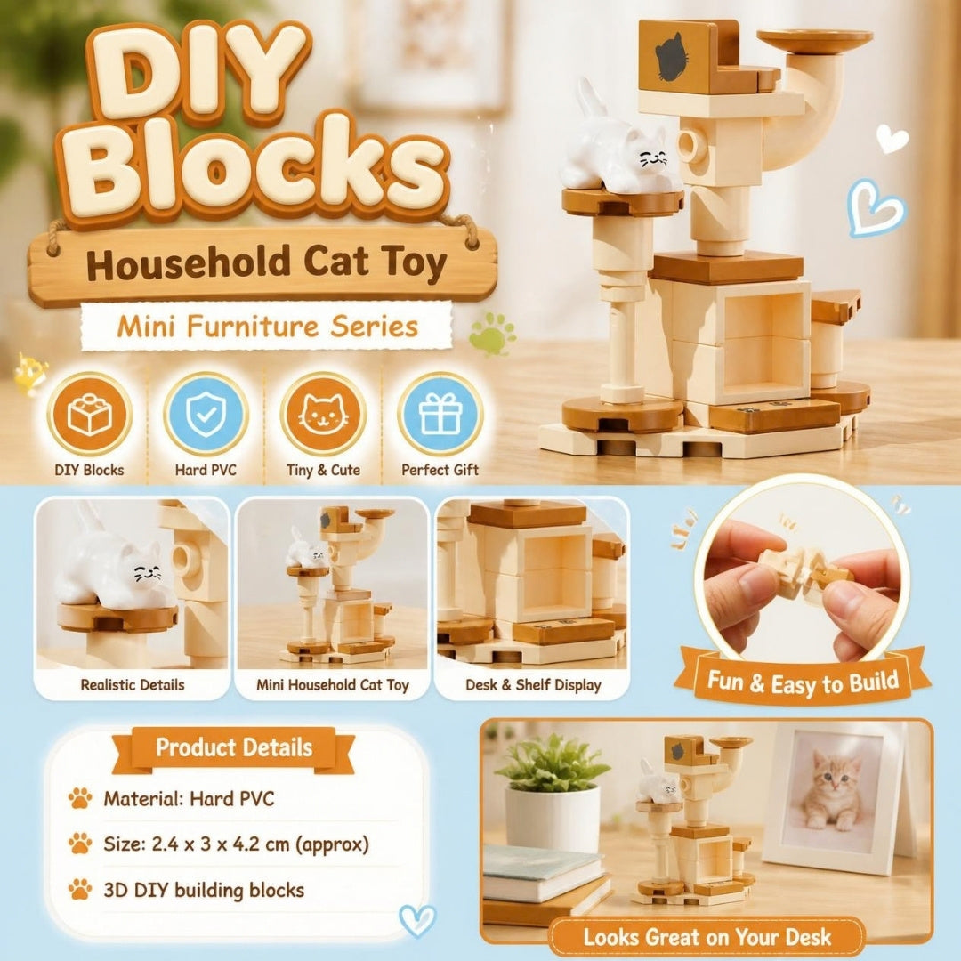 Decool 3D DIY Household Mini-Furniture Blocks Cat Toy - product details