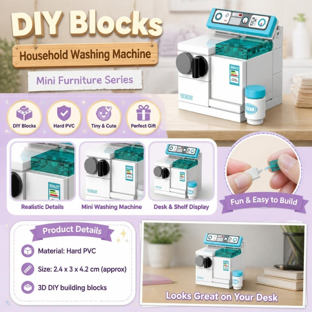 Decool 3D DIY Household Mini-Furniture Blocks Washing Machine - product details