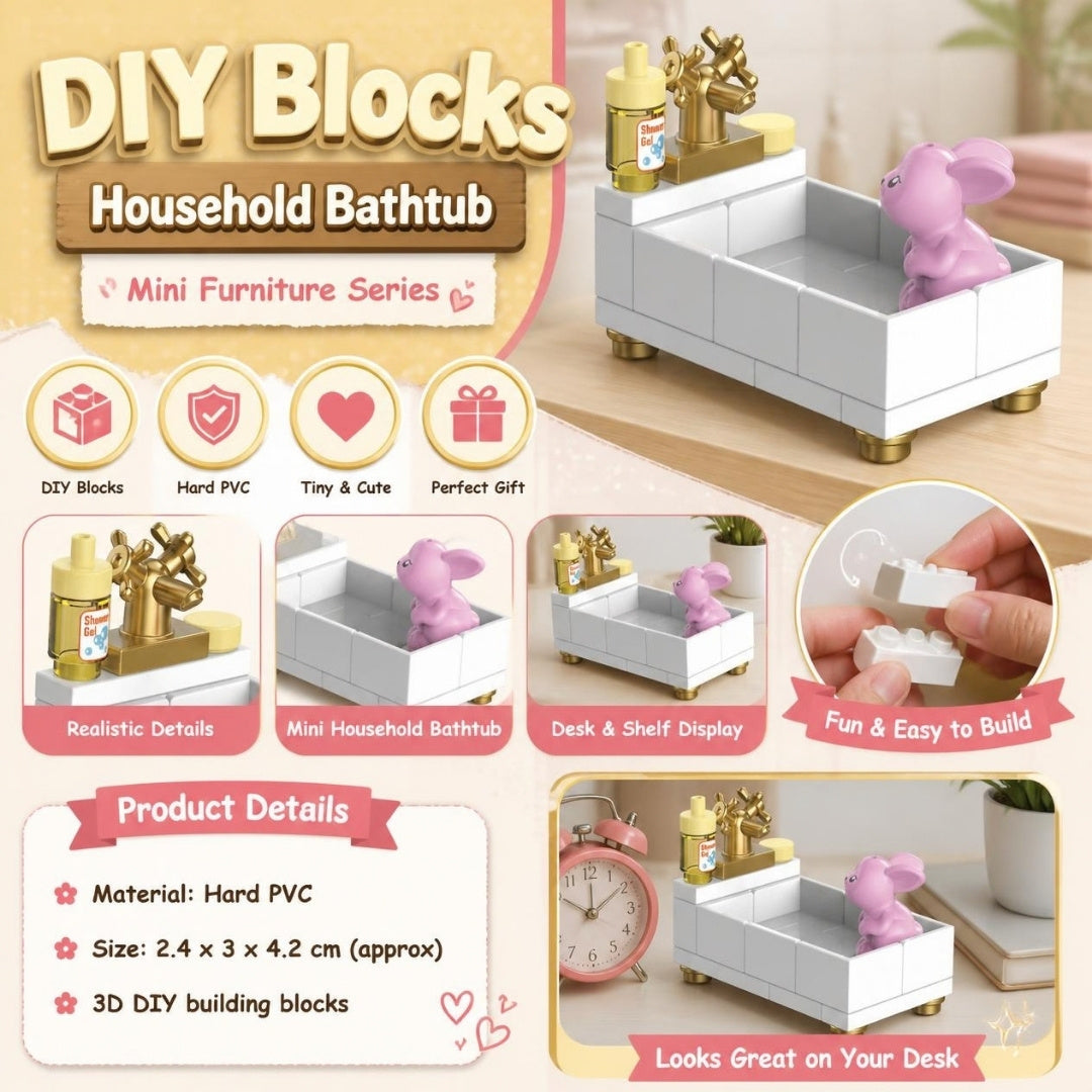 Decool 3D DIY Household Mini-Furniture Blocks Bathtub - product details