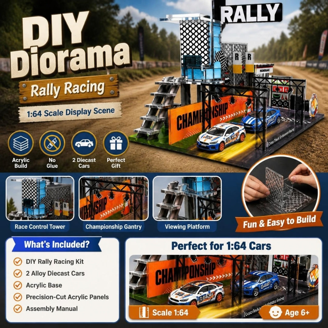 DIY Rally Racing diorama with 2 diecast cars - what's included