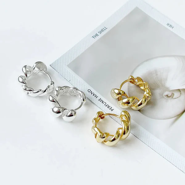 Twisted Croissant Minimal Hoops (Select From Drop Down Menu)