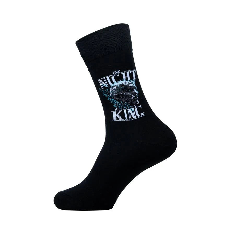 Game Of Thrones The Night King & Viserion, The Ice Dragon Crew Length Socks For Men - Black - ThePeppyStore