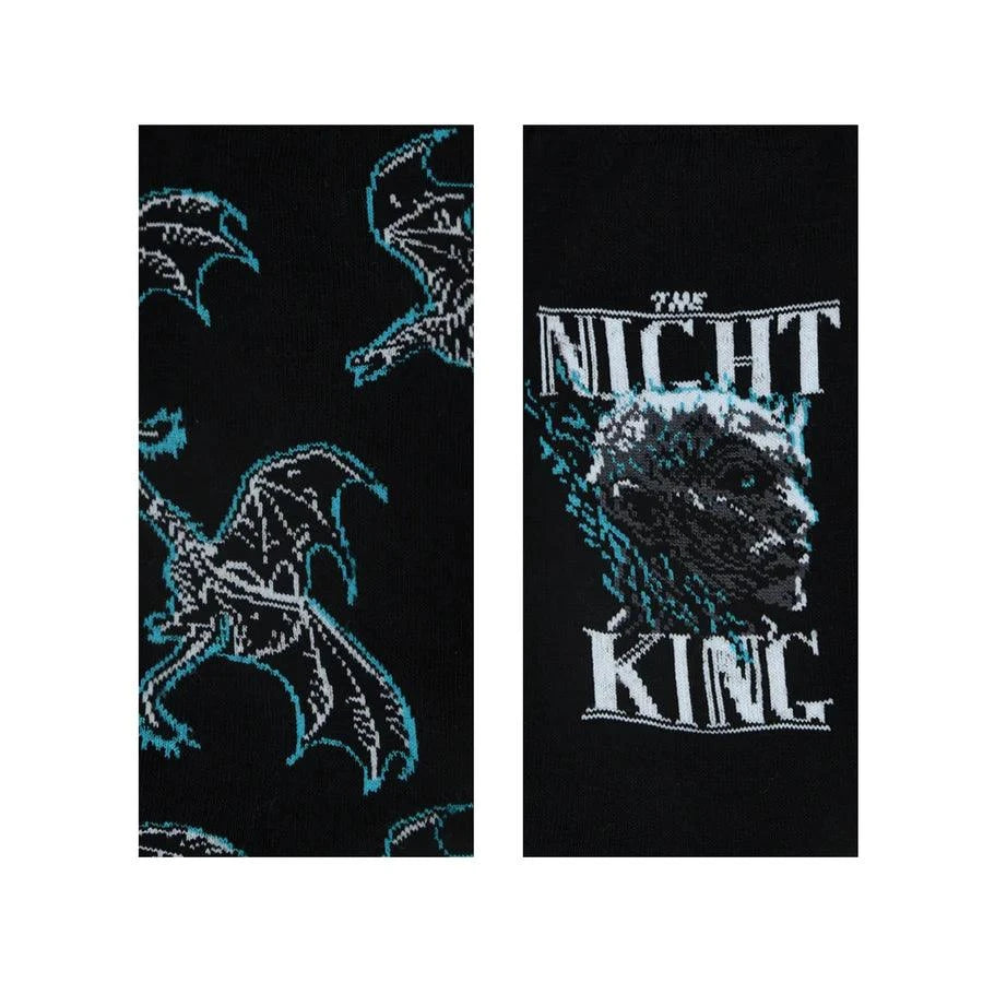 Game Of Thrones The Night King & Viserion, The Ice Dragon Crew Length Socks For Men - Black - ThePeppyStore