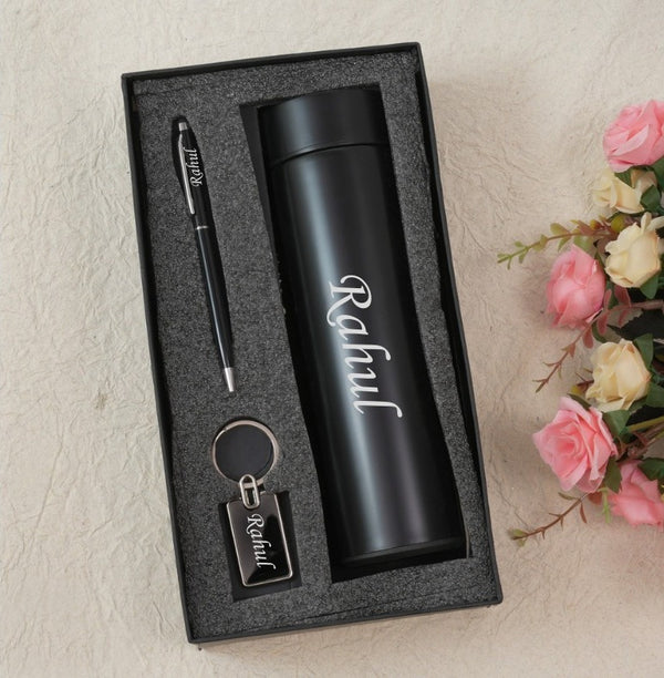 Bottle + Pen + Keychain Gift combo Personalised Set ( NO COD allowed on this product)