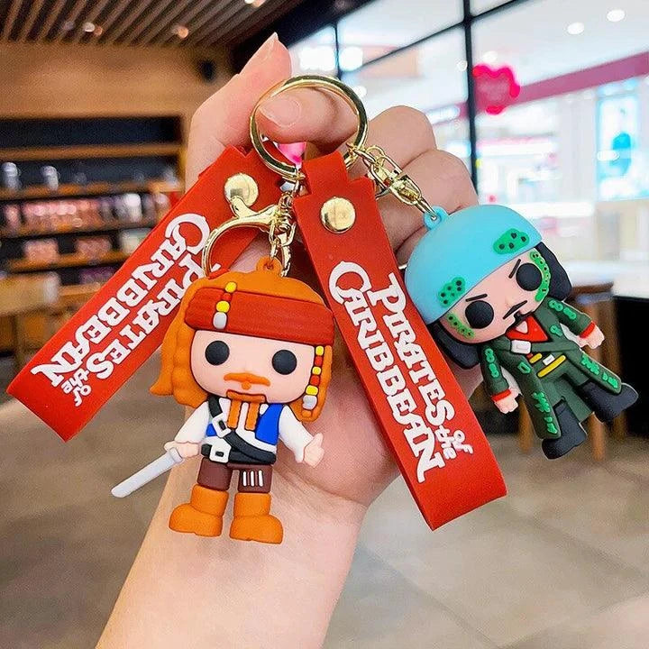Pirates Of The Carribean Silicon Keychain With Bagcharm and Strap (Select From Drop Down Menu) - ThePeppyStore