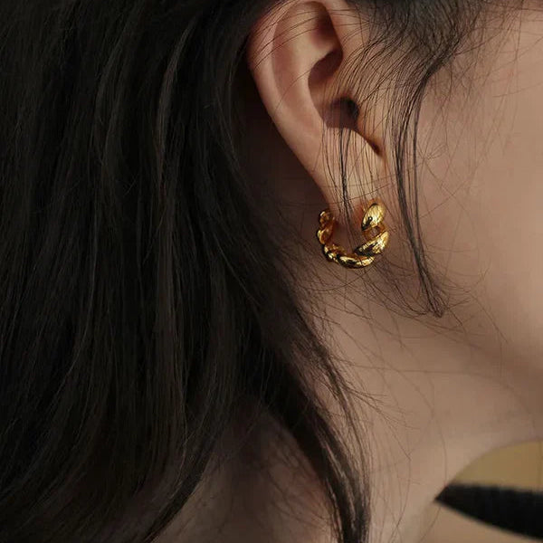 Twisted Croissant Minimal Hoops (Select From Drop Down Menu)