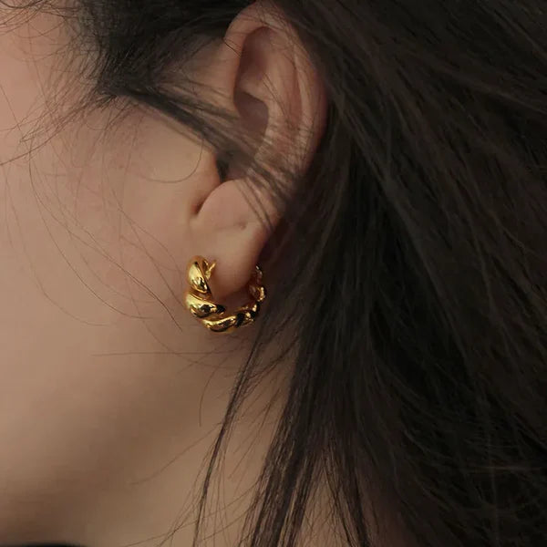 Twisted Croissant Minimal Hoops (Select From Drop Down Menu)