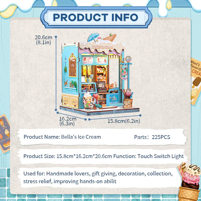 CUTEBEE DIY Book Nook Kit - Bella's Ice Cream