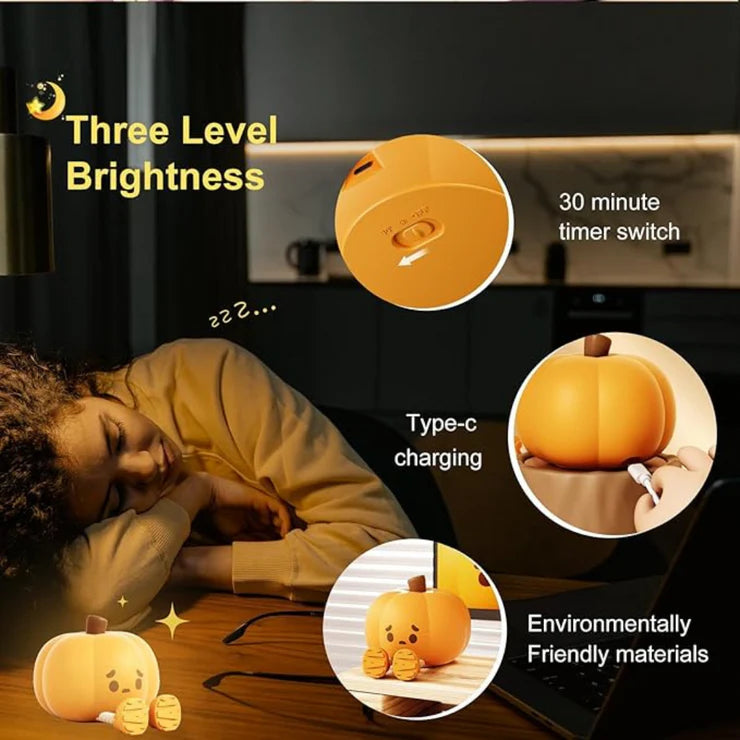 Pumpkin 3D Silicon Lamp - USB Chargeable