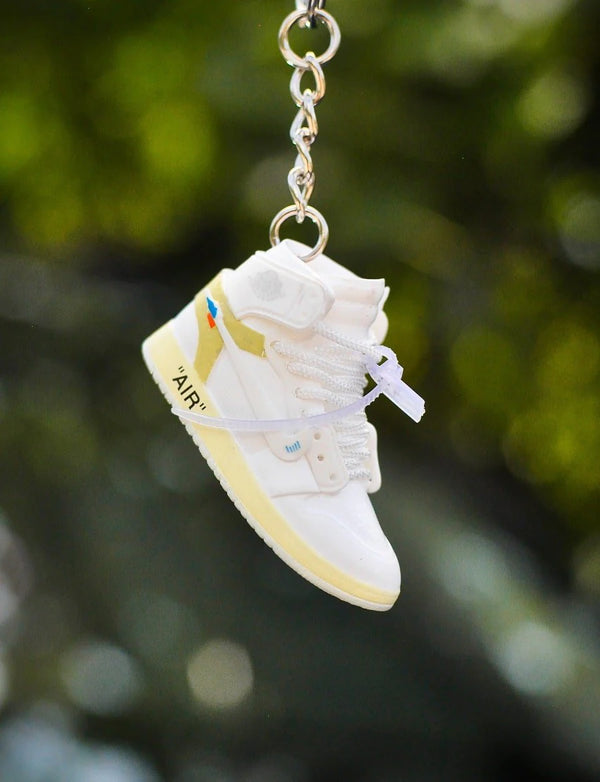3D Sneaker Keychain - White with White lace