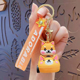Cute Cat In Car 3D Silicon Keychain With Bagcharm and Strap