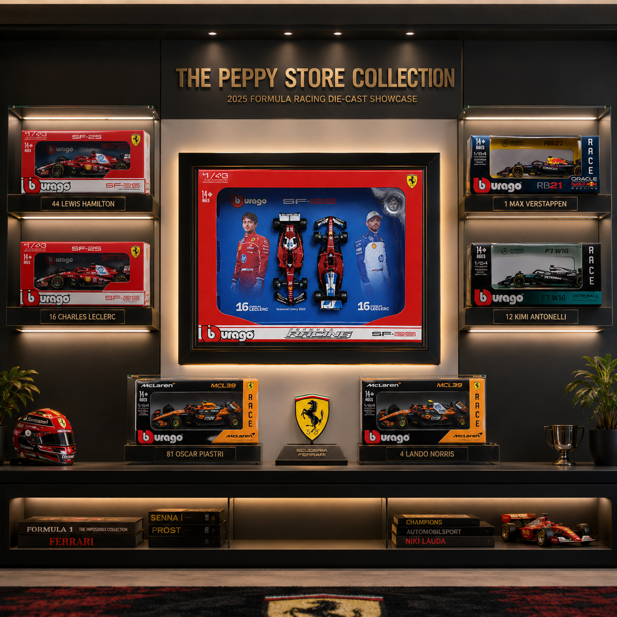 2025 Ferrari SF25 Twin Pack 1:43 Lewis Hamilton #44  Bburago Licensed F1 Diecast Scale Model
