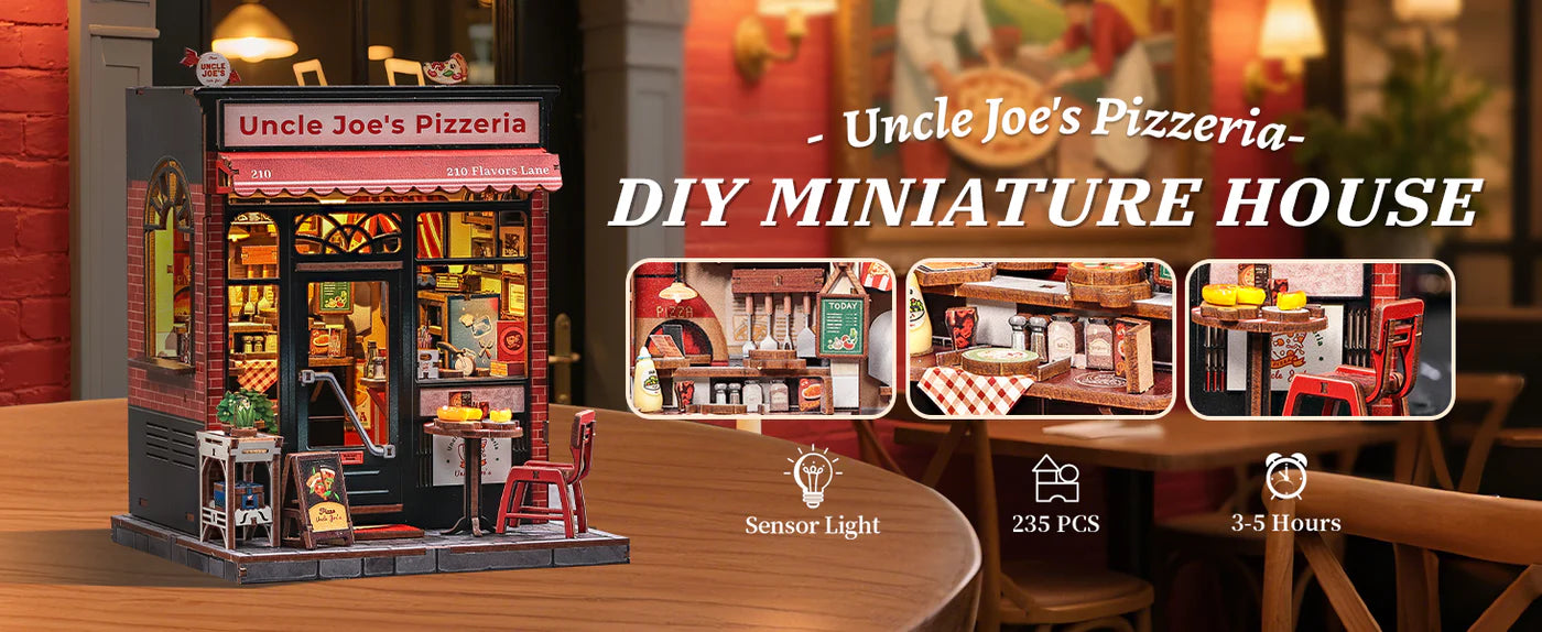 CUTEBEE DIY Book Nook Kit - Uncle Joe's Pizzeria